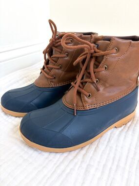 Sperry Port Duck Boots Size 5M Waterproof Brown Navy Women’s Lace Up Rain